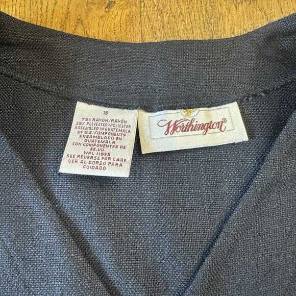 Vintage Worthington Long Sleeve Black Blazer Lightweight Jacket Womens Size 16 - Picture 2 of 5